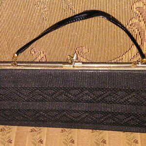 Vintage T. Cappelli Black Cut-Out Design Clutch Bag